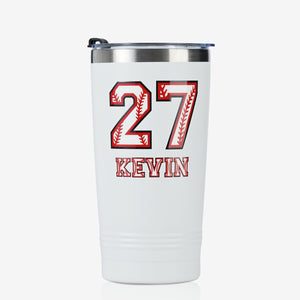 Personalized Baseball Gifts - Customize Name and Number of Player on Stainless Steel Tumbler