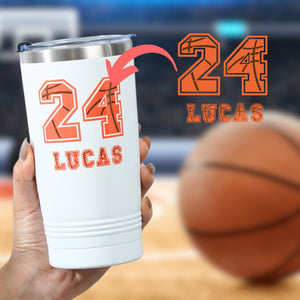 Personalized Basketball Gifts - Customize Name and Number of Player on Stainless Steel Tumbler