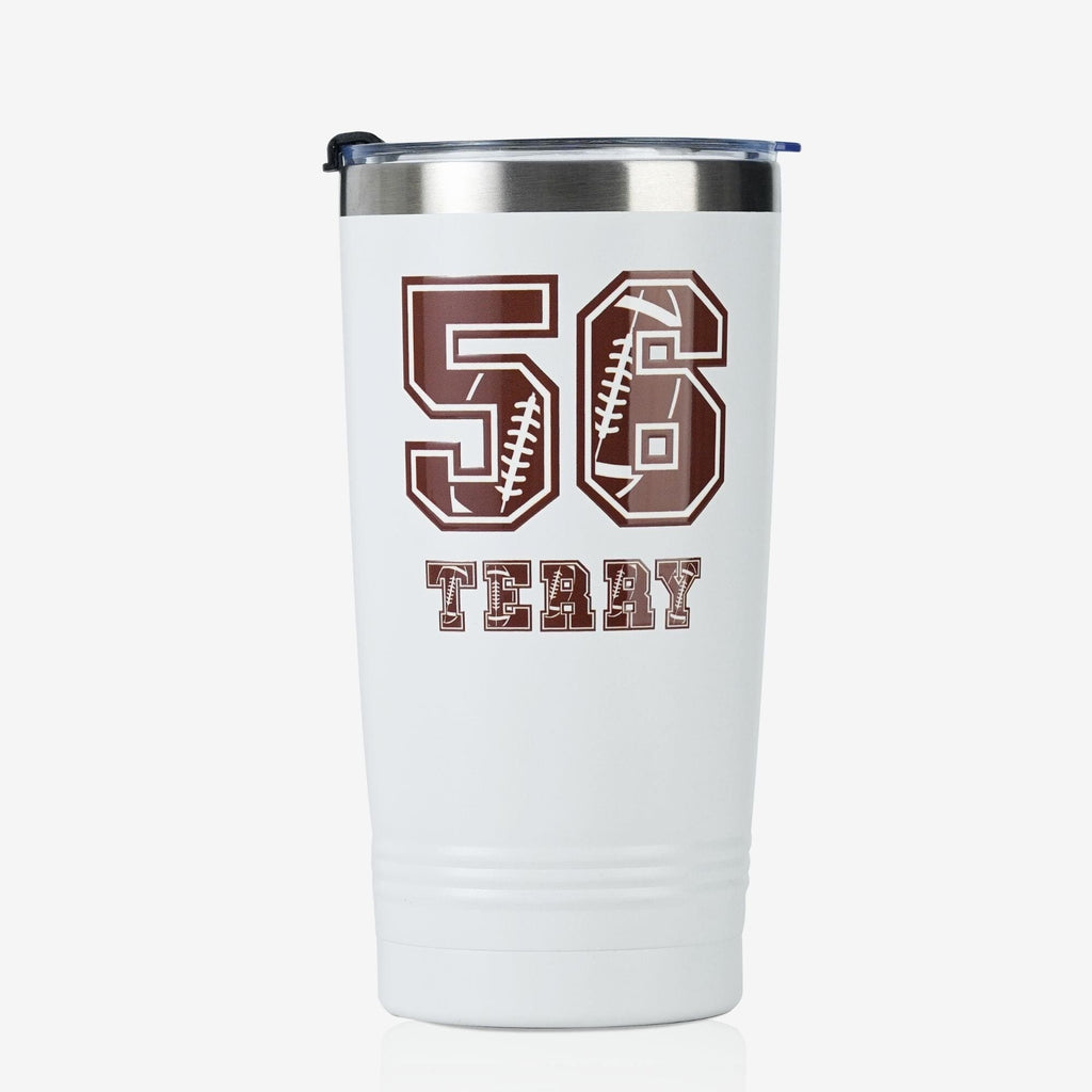 Personalized Football Gifts - Customize Name and Number of Player on Stainless Steel Tumblers