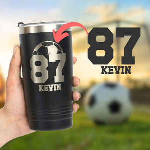 Personalized Soccer Gifts - Customize Name and Number of Player on Stainless Steel Tumblers