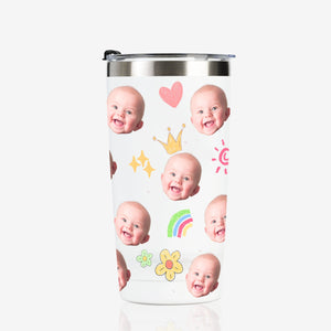Stainless Steel Tumbler with Personalized Photos of Baby for Parents and Families - Customized Baby Portraits