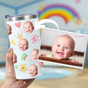 Stainless Steel Tumbler with Personalized Photos of Baby for Parents and Families - Customized Baby Portraits