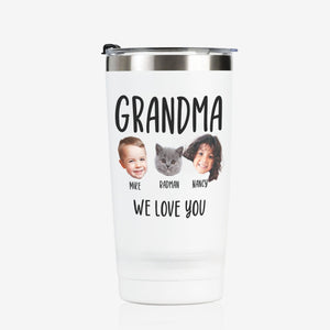 Personalized Grandma Tumbler with Names and Portraits (Customize Title, Names and Portraits)