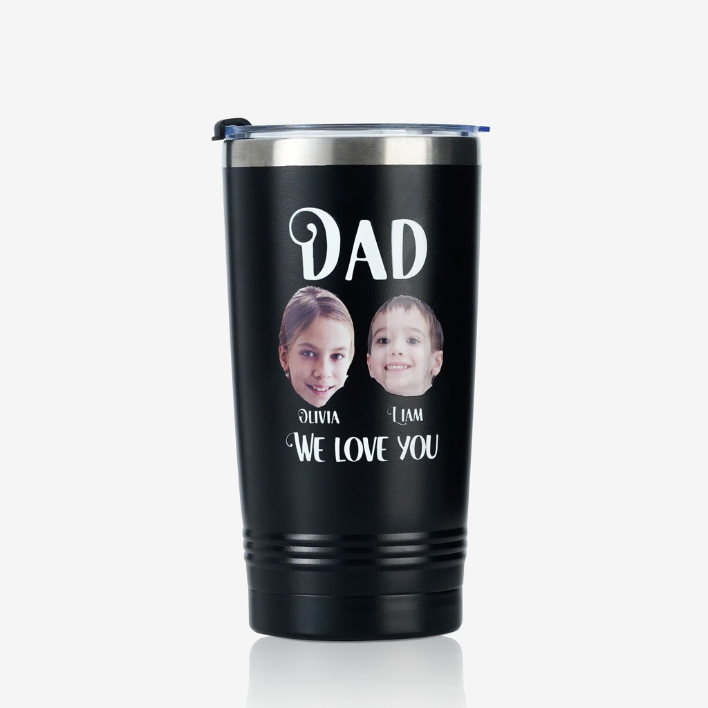 Personalized Dad Tumbler with Names and Portraits - Best Dad Ever (Customize Name and portrait)