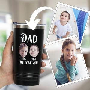 Personalized Dad Tumbler with Names and Portraits - Best Dad Ever (Customize Name and portrait)