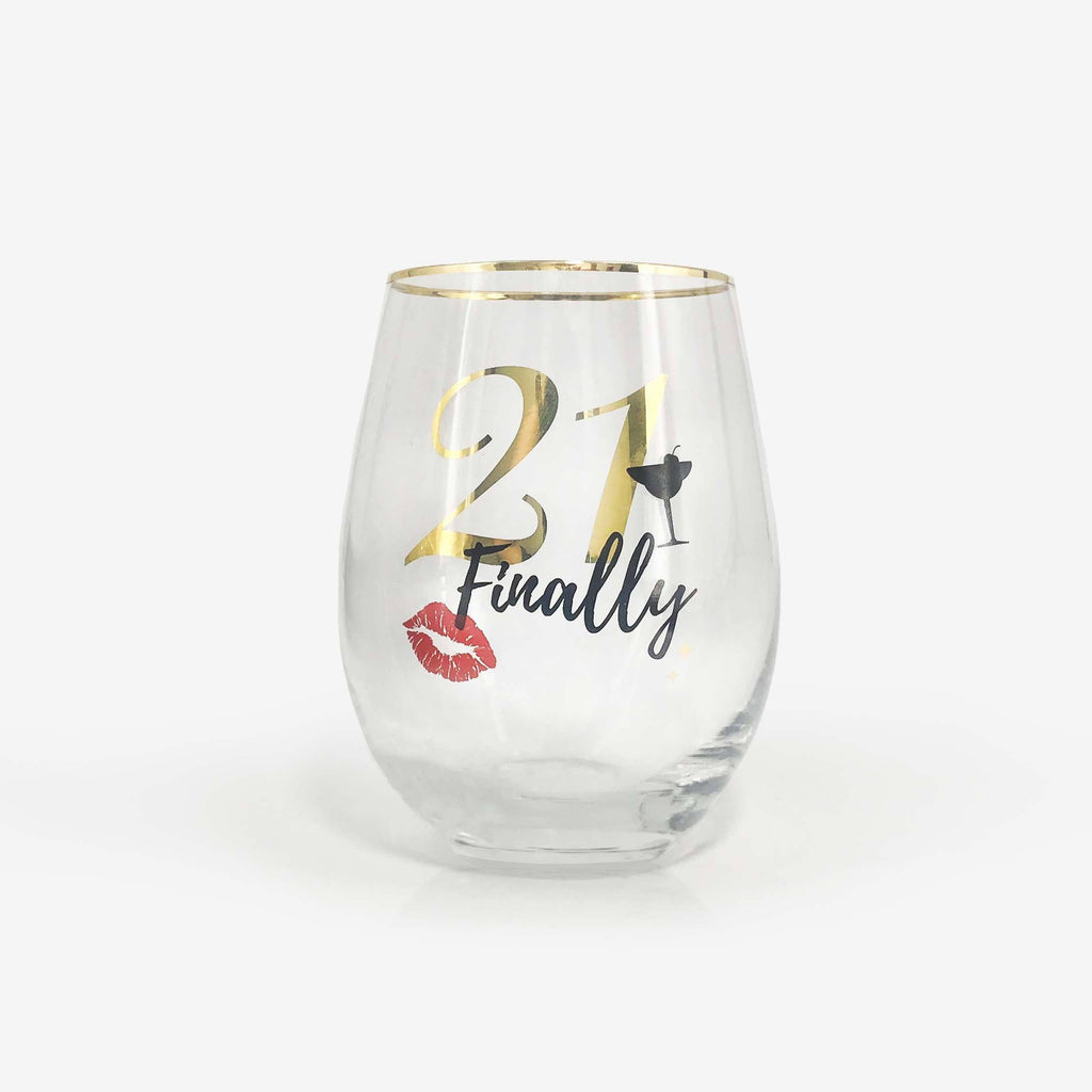 Finally 21 - 21st Birthday Wine Glass | Onebttl
