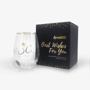 30th Birthday Gift Stemless Wine Glass | Onebttl