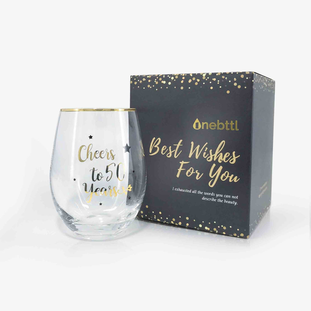 Golden Stemless Wine Glasses Cheers to 30 40 50 Years Gifts for Men Women  50th 40th 30th Birthday Party Wedding Anniversary Cup