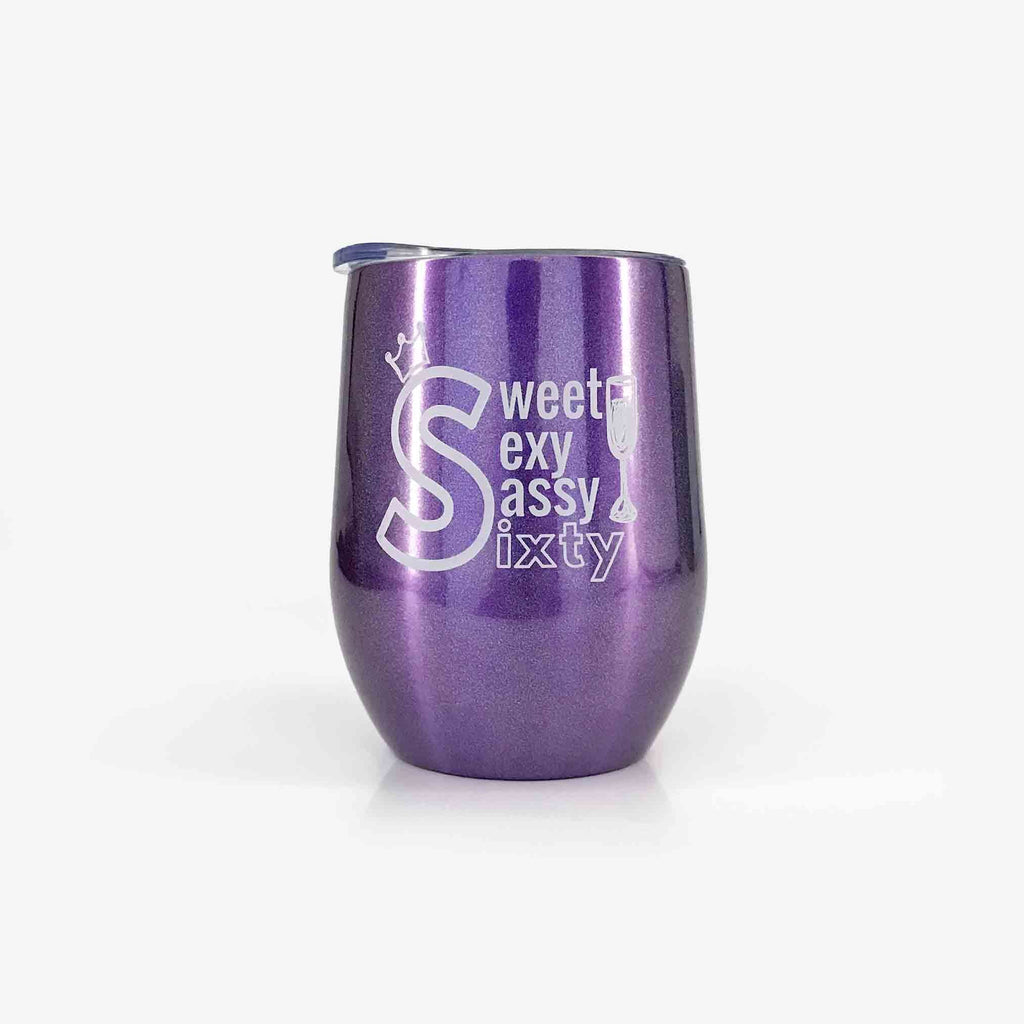 60th Birthday Gifts Stainless Steel Wine Tumbler with Lid | Onebttl