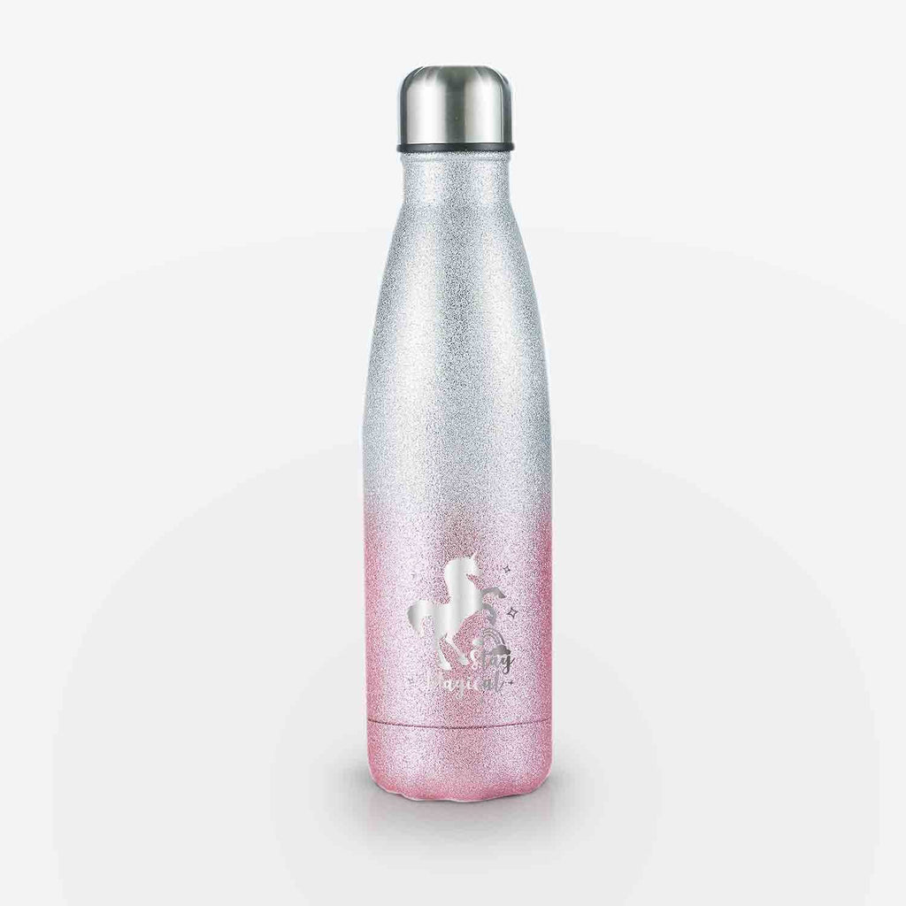Unicorn Glitter Stainless Steel Water Bottle (Pink)