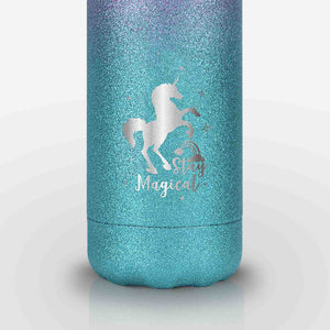 Unicorn Glitter Stainless Steel Water Bottle (Purple Green)