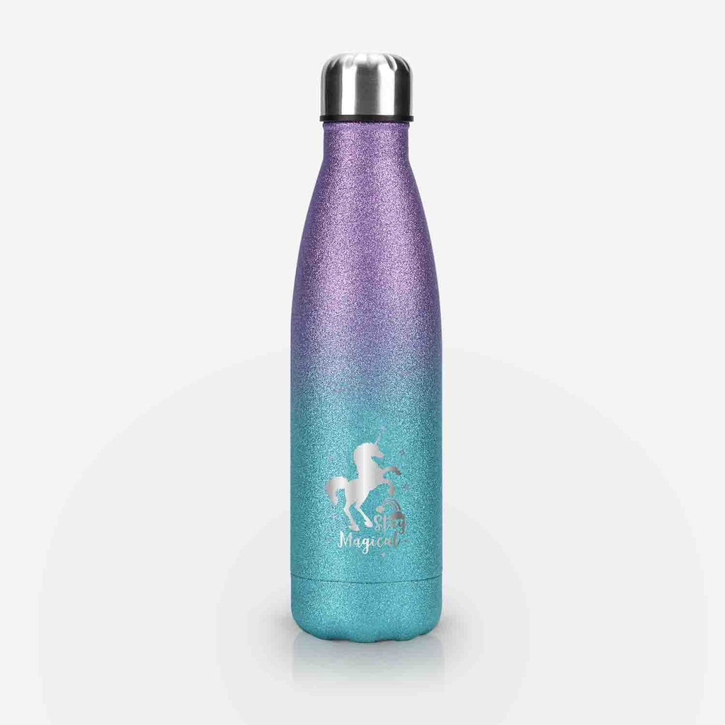Unicorn Glitter Stainless Steel Water Bottle (Purple Green)