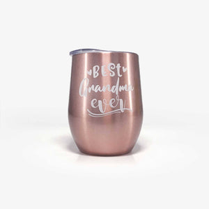 Best Grandma Ever Gifts 'Spoiling is my game' Wine Tumbler (12oz, Rose Gold) | Onebttl