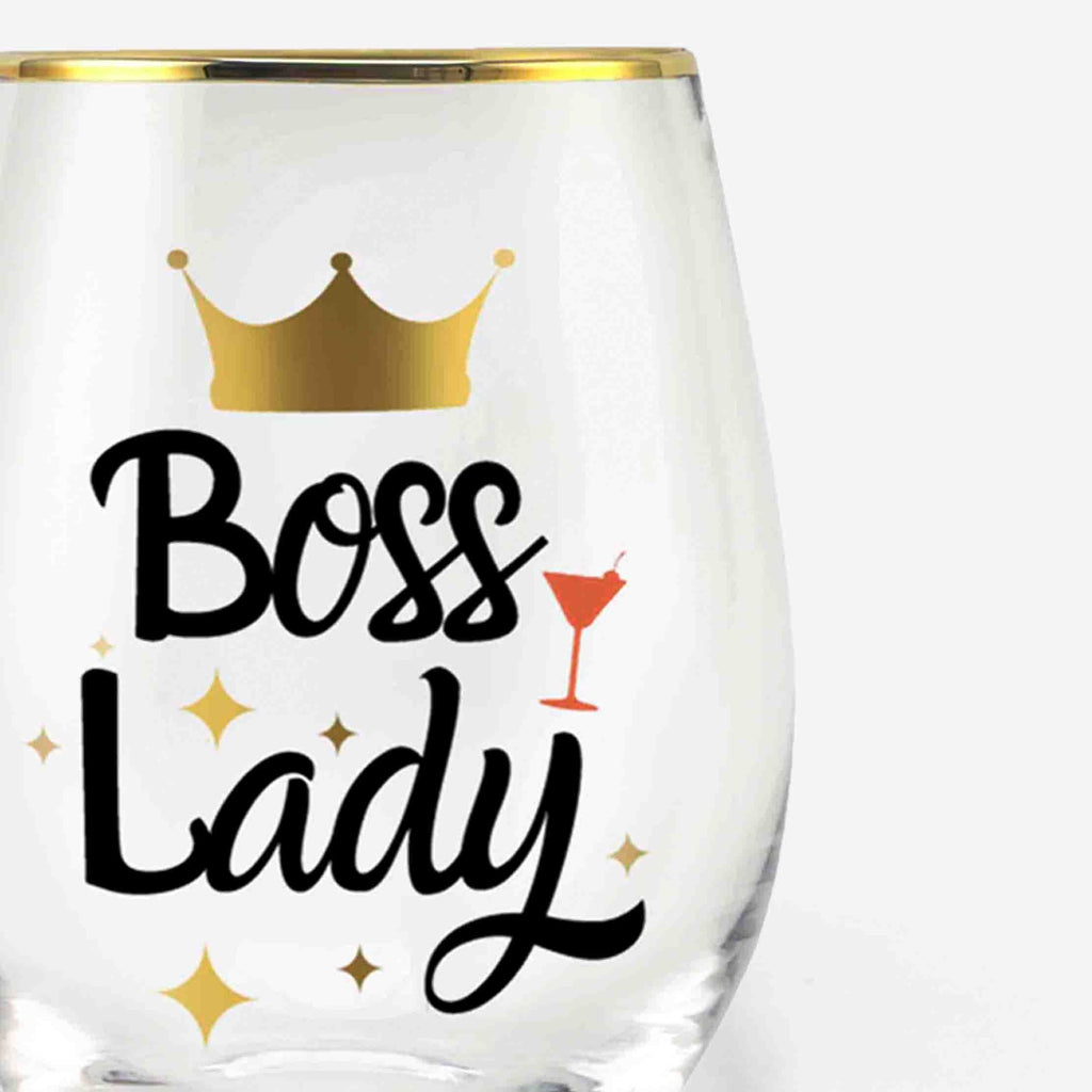 Boss Lady Stemless Wine Glass, Bosss Day Gift, Bosss Birthday Wine Gift,  Christmas Gift for Female Boss 