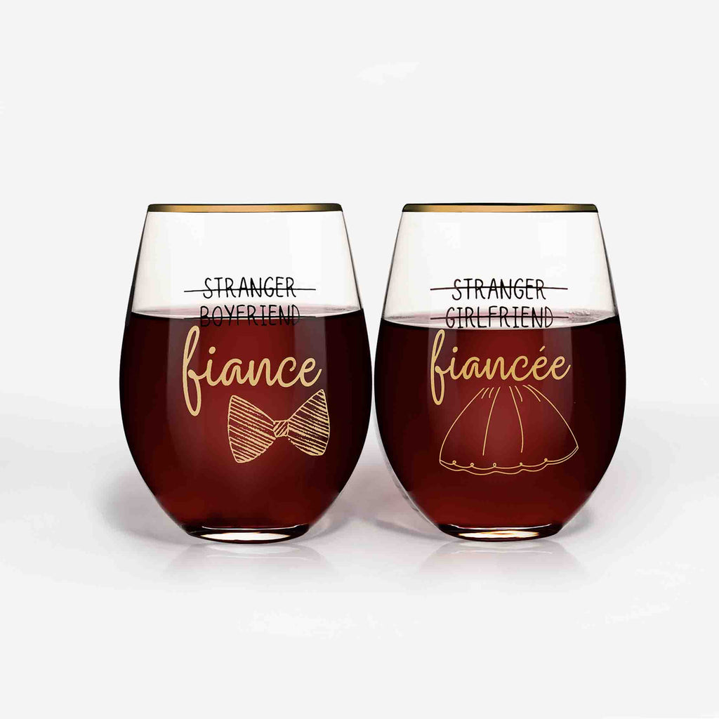 Engagement Wine Glasses for Couple