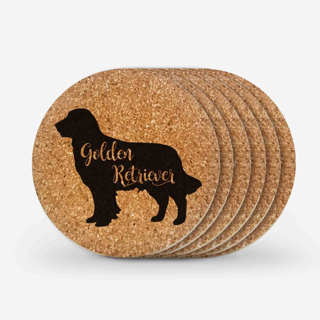 Golden Retriever Dog Cork Coasters Gifts (6 Pieces)
