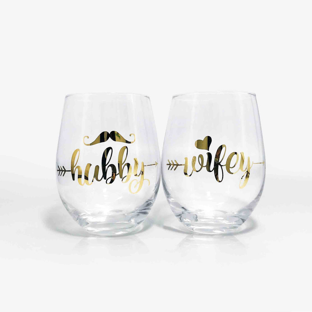 Wedding Stemless Wine Glasses Set | Onebttl