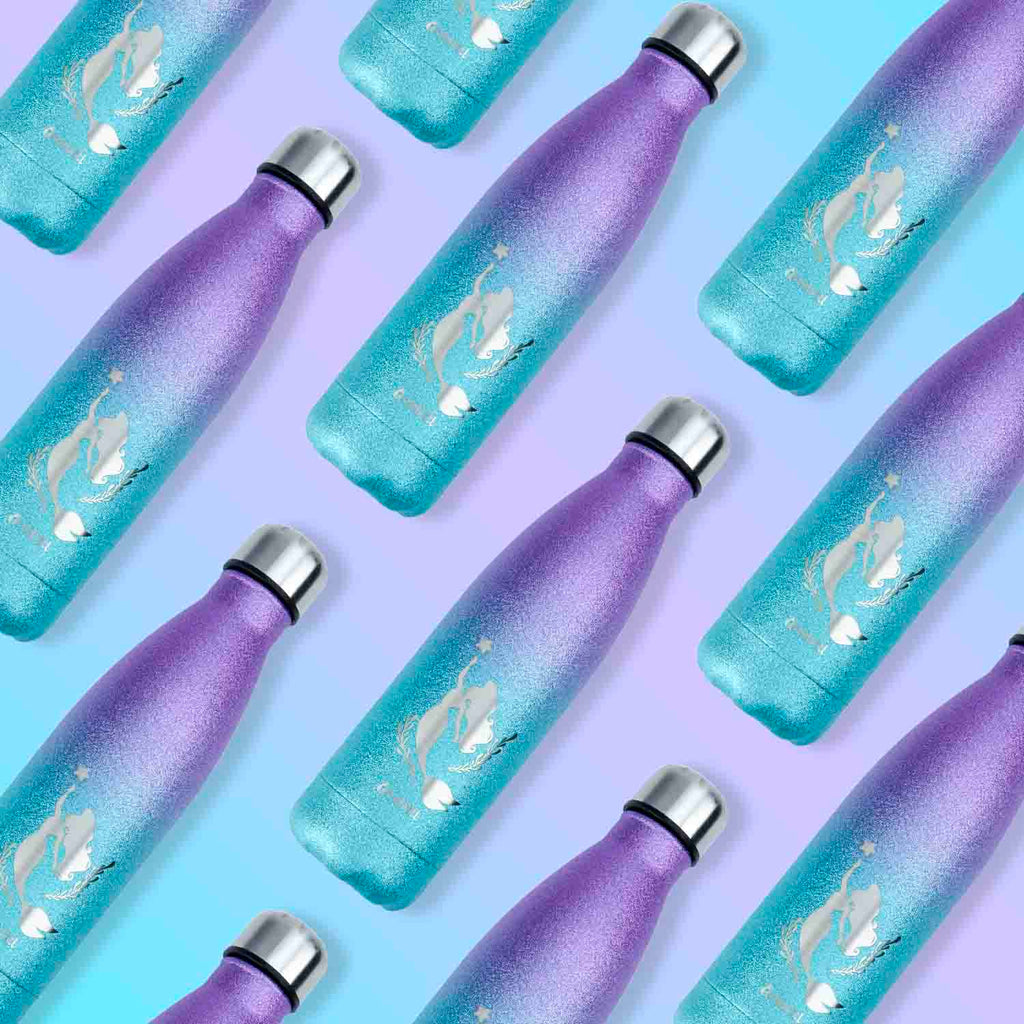 Mermaid Reusable Glass Water Bottle — Save the Mermaids