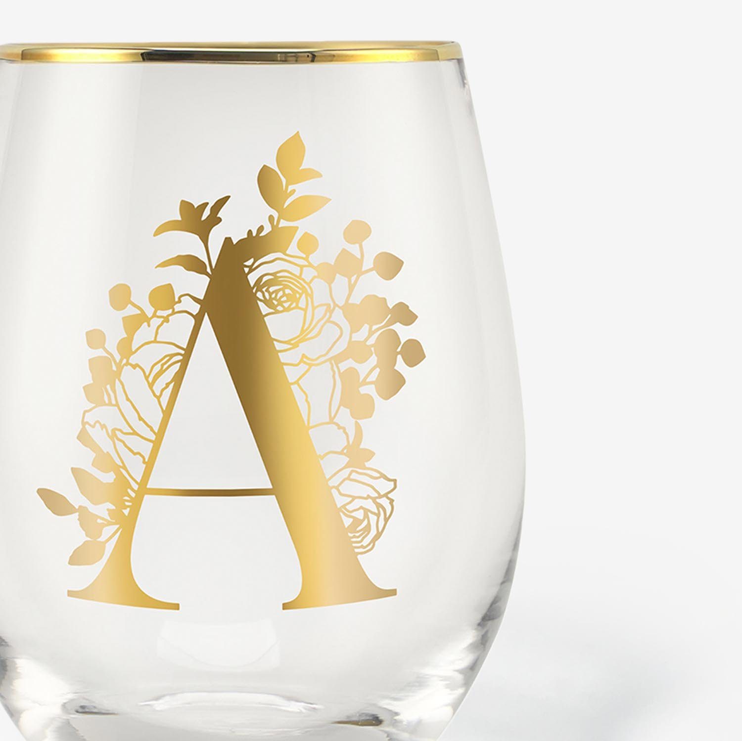 Monogrammed Initial Wine Glasses Onebttl Stemless Wine Glasses with