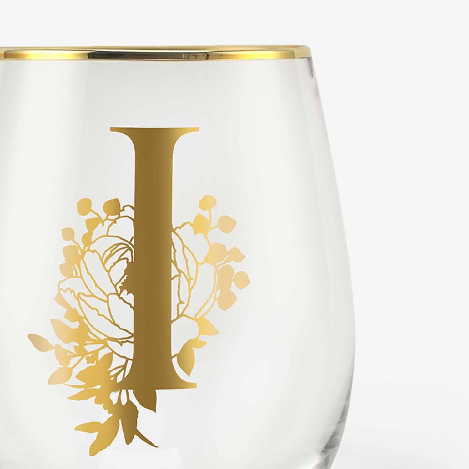 Monogrammed Initial Wine Glasses Onebttl Stemless Wine Glasses with