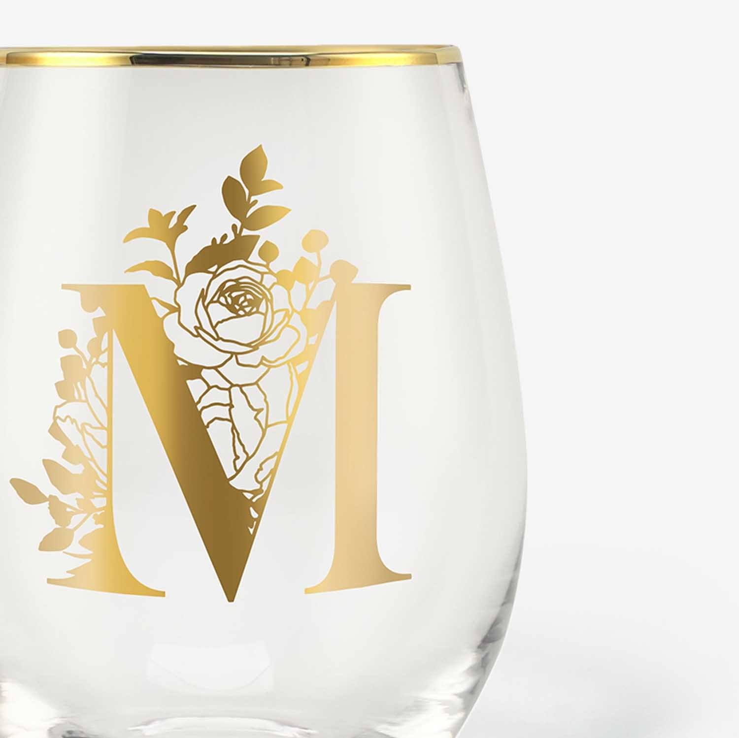 Monogrammed Initial Wine Glasses Onebttl Stemless Wine Glasses with