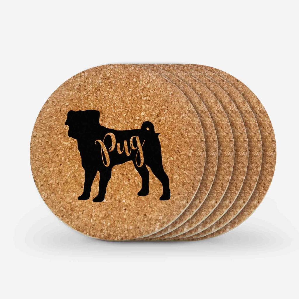 Pug Cork Coasters Gifts (6 Pieces)