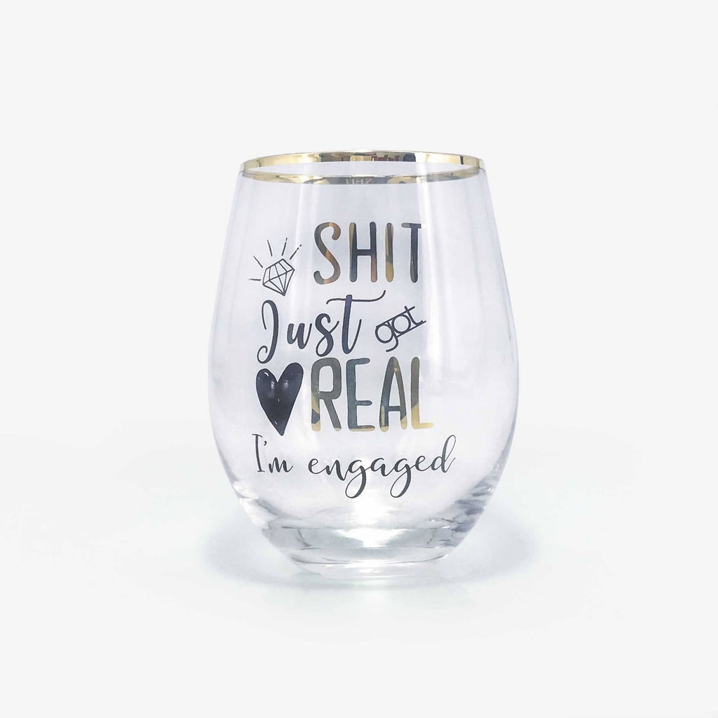 Engagement Gifts Stemless Wine Glass | Onebttl