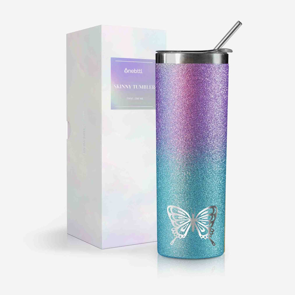 Black and Purple Glitter Ombre Tumbler or Water Bottle