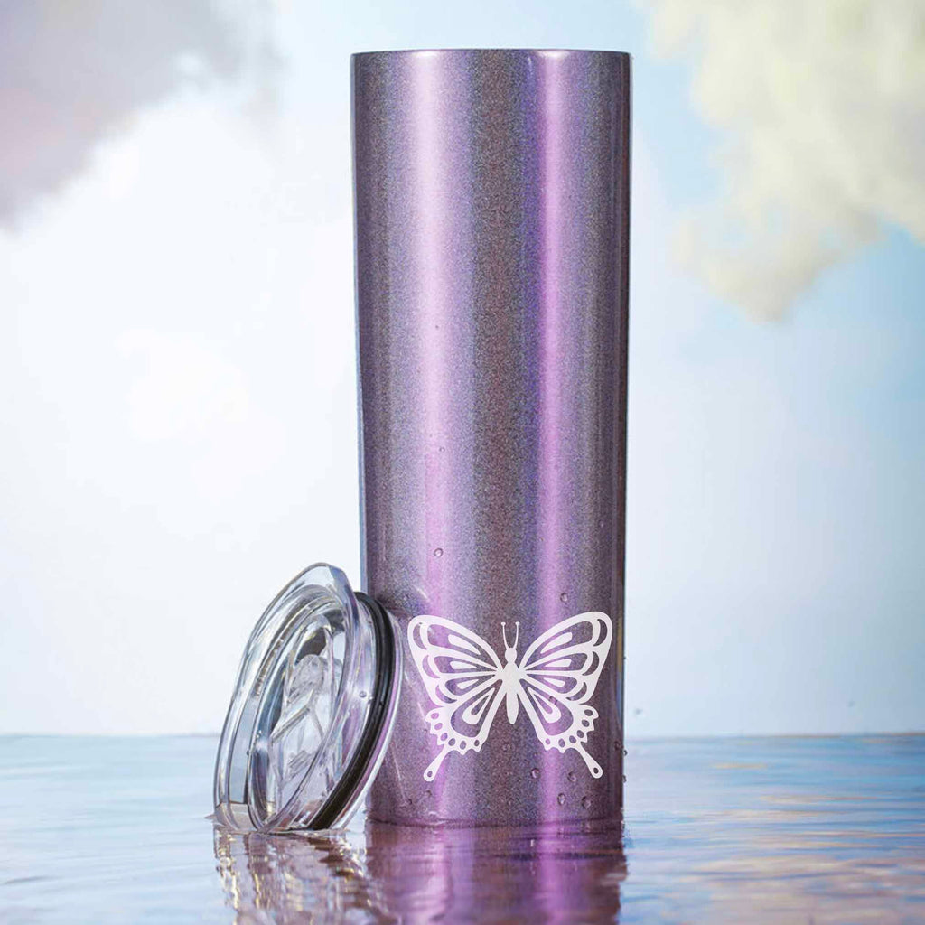 Royal Purple Silver Glitter Insulated Tumbler Cup Skinny Personalized Gift  for Mom Friend Daughter Wife Birthday Coffee Water 20/30 Oz 