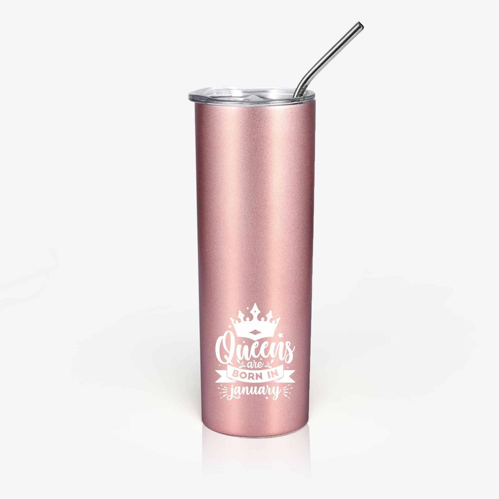 Birthday Month Skinny Tumbler for Her (Rose Gold/White/Black)