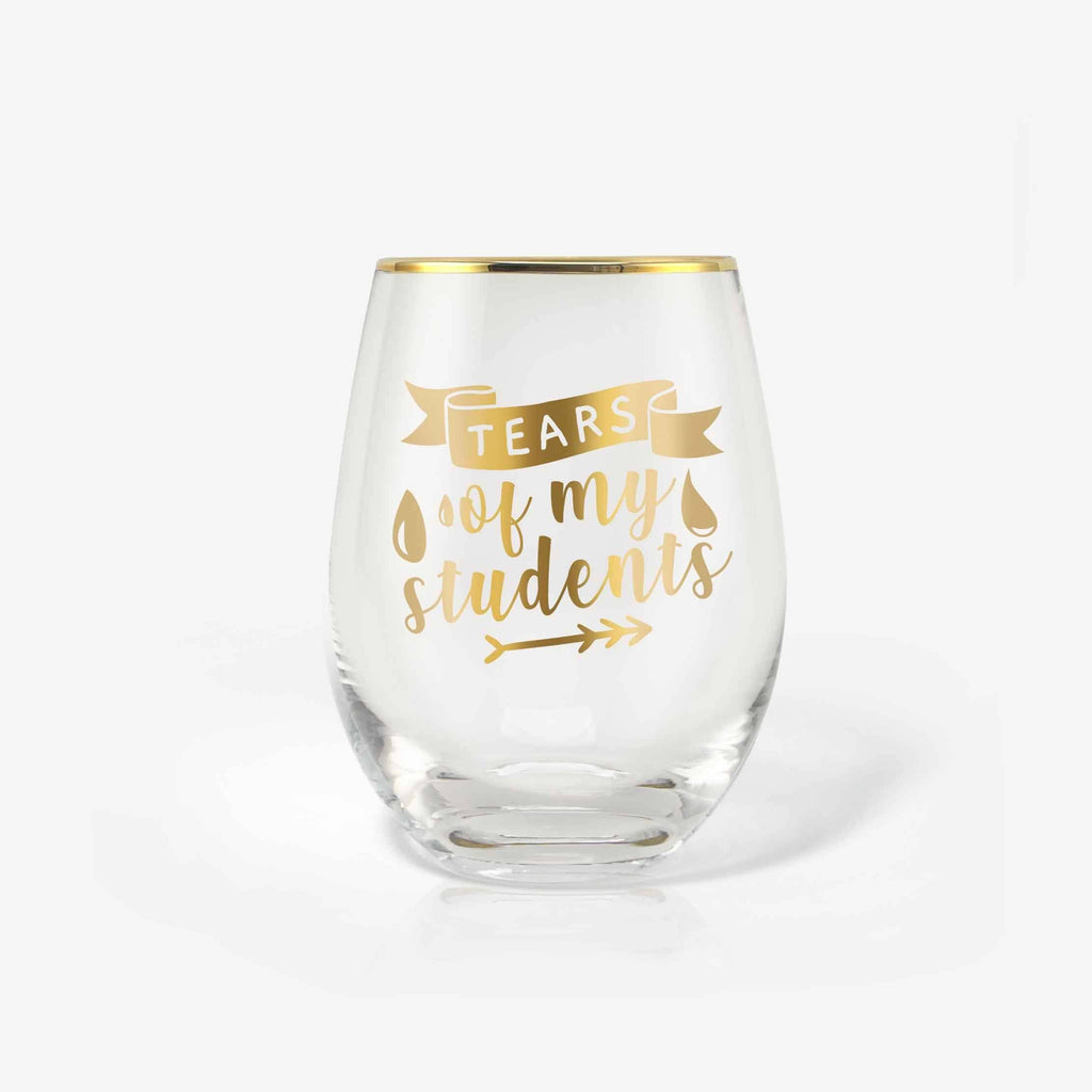 Unique Funny Teacher Gifts 18oz Wine Glass with Card & Box (Tears of My Students) | Onebttl