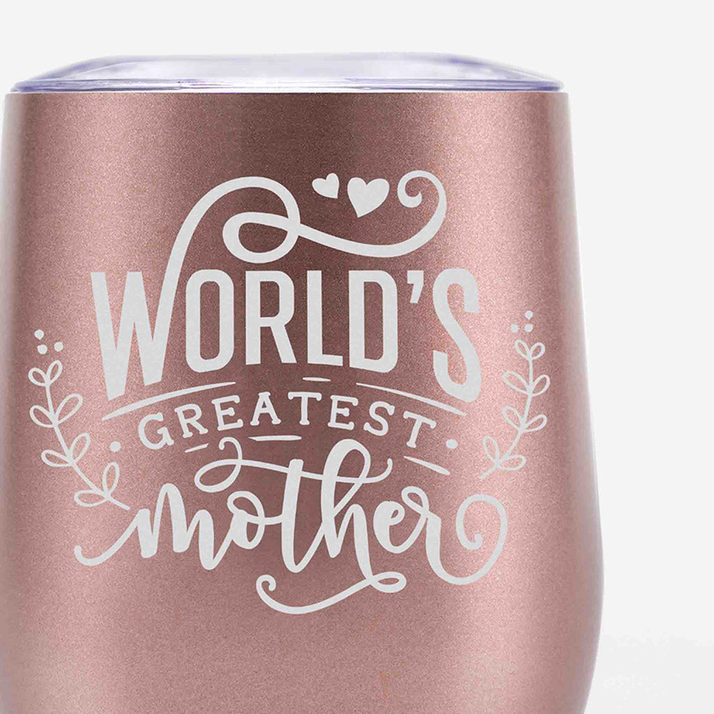 Mother's Day Gift for Mom, World's Greatest Mom Stainless Steel Wine  Tumbler, Mother's Day Birthday Gifts for Mom Mother Mama New Mom to Be,  12oz Insulated Wine Tumbler with Lid, Rose Gold 