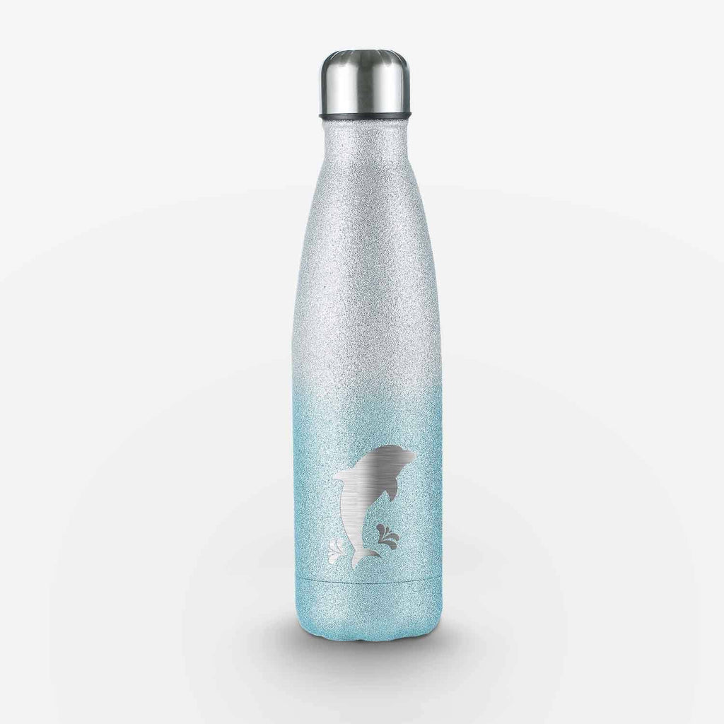 Dolphin Glitter Water Bottle (White and Blue)
