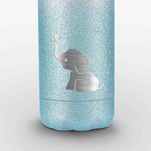 Elephant Glitter Water Bottle (White and Blue)