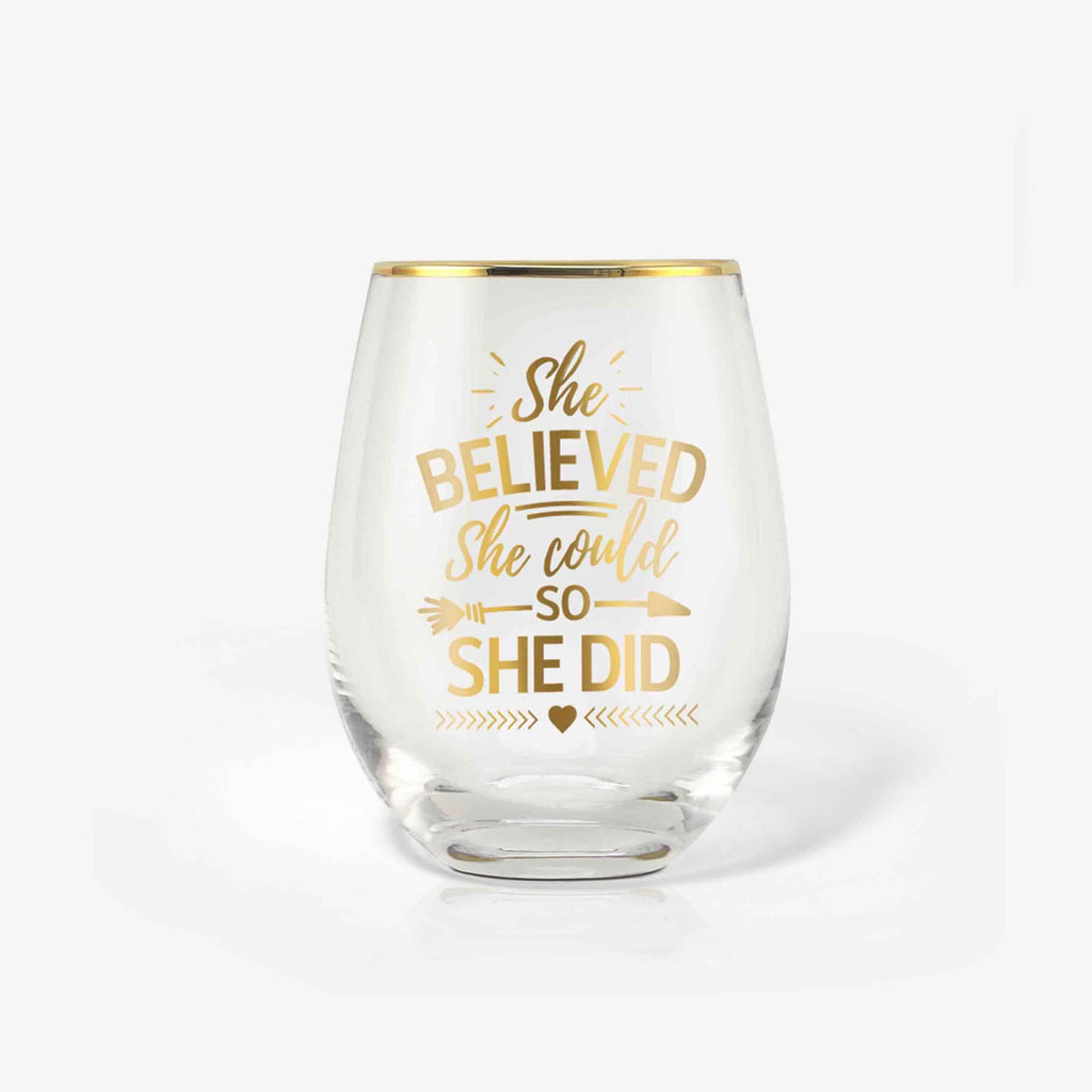 Inspirational Gifts "She Believed She Could So She Did" Wine Glass